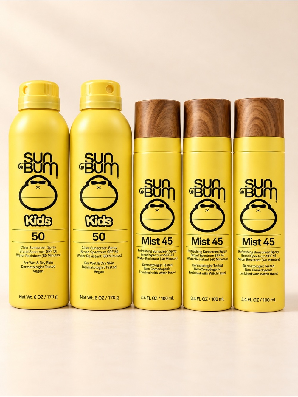 NEW • Sun Bum • 5-Piece Sunscreen Set • Kids SPF 50 + Face Mist SPF 45